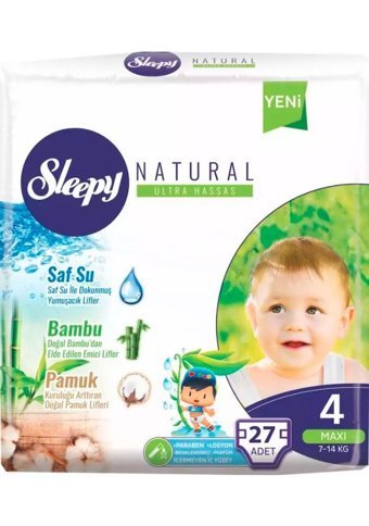 Sleepy Maxi Plus 4 + Numara Organik Cırtlı Bebek Bezi 27 Adet