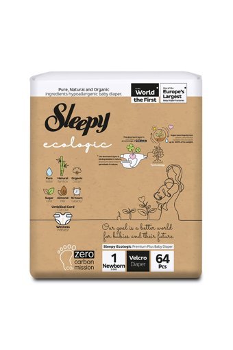 Sleepy Ecologic 1 Numara Organik Cırtlı Bebek Bezi 64 Adet