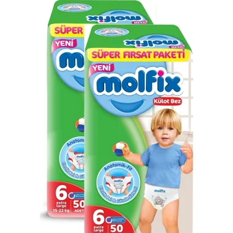 Molfix Extra Large 6 Numara Göbek Oyuntulu Külot Bebek Bezi 2x50 Adet