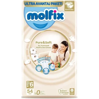 Molfix Pure & Soft 6 Numara Cırtlı Bebek Bezi 324 Adet