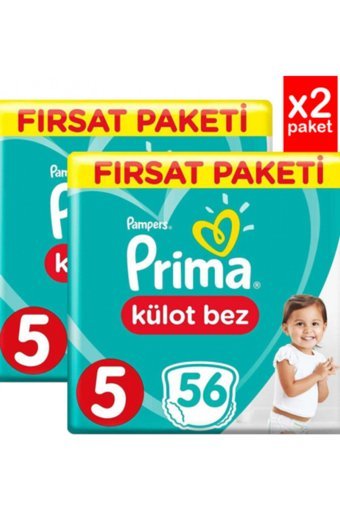 Prima Fırsat Paketi 5 Numara Külot Bebek Bezi 2x56 Adet