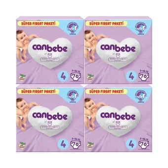 Canbebe 4 Numara Bantlı Bebek Bezi 4x76 Adet