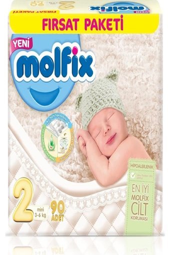 Molfix mini 2 Numara Göbek Oyuntulu Cırtlı Bebek Bezi 90 Adet