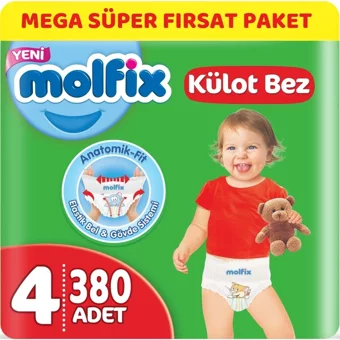 Molfix Maxi 4 Numara Göbek Oyuntulu Külot Bebek Bezi 380 Adet