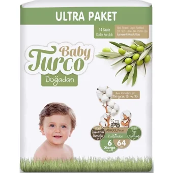 Baby Turco Doğadan XLarge 6 Numara Cırtlı Bebek Bezi 384 Adet