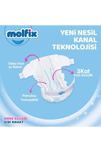 Molfix Anne Kucağı Gibi Yenidoğan 1 Numara Göbek Oyuntulu Cırtlı Bebek Bezi 160 Adet