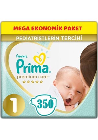 Prima Premium Care Yenidoğan 1 Numara Göbek Oyuntulu Cırtlı Bebek Bezi 350 Adet