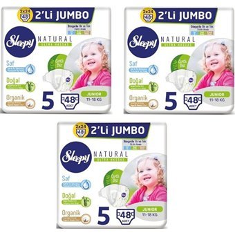 Sleepy Junior 5 Numara Organik Cırtlı Bebek Bezi 3x48 Adet