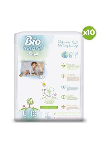 Sleepy Bio Natural 6 + Numara Organik Cırtlı Bebek Bezi 160 Adet