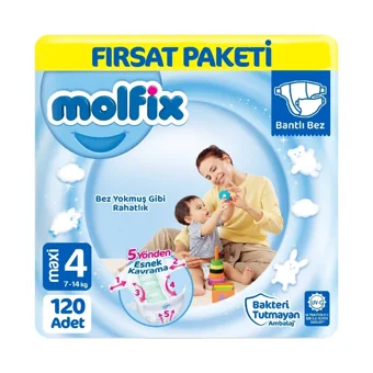 Molfix Maxi 4 Numara Bantlı Bebek Bezi 2x60 Adet