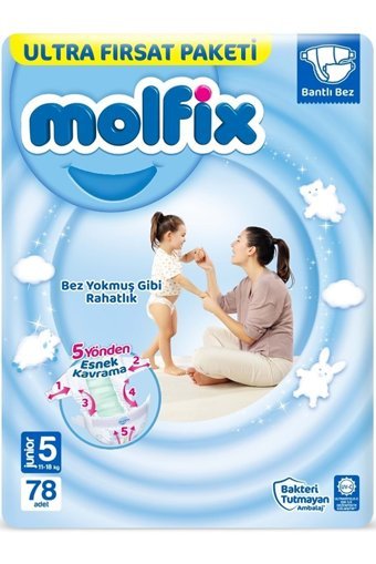 Molfix Junior 5 Numara Cırtlı Bebek Bezi 468 Adet