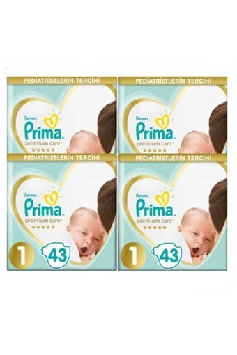 Prima Premium Care Yenidoğan 1 Numara Göbek Oyuntulu Cırtlı Bebek Bezi 4x43 Adet