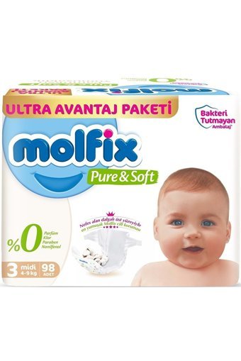 Molfix Pure & Soft 3 Numara Cırtlı Bebek Bezi 392 Adet