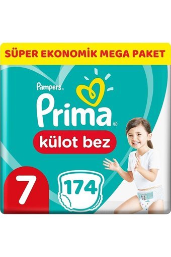 Prima Süper Fırsat Paketi 7 Numara Külot Bebek Bezi 174 Adet