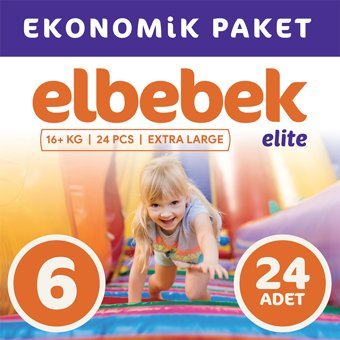 Elbebek Elite Ekonomik Paket 6 Numara Cırtlı Bebek Bezi 24 Adet
