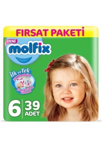 Molfix 3D Extra Large 6 Numara Cırtlı Bebek Bezi 2x39 Adet