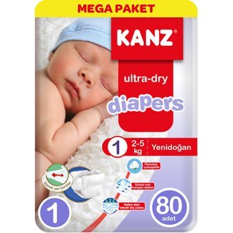 Kanz Ultra-Dry Yenidoğan Yenidoğan Cırtlı Bebek Bezi 80 Adet
