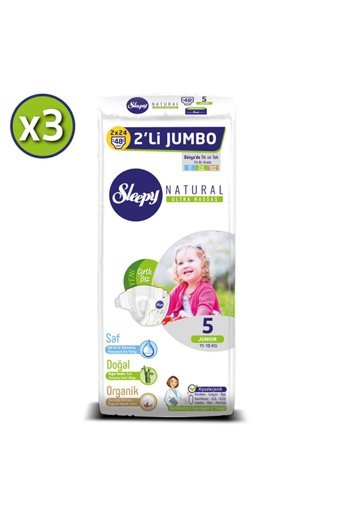 Sleepy Natural 5 Numara Organik Cırtlı Bebek Bezi 144 Adet