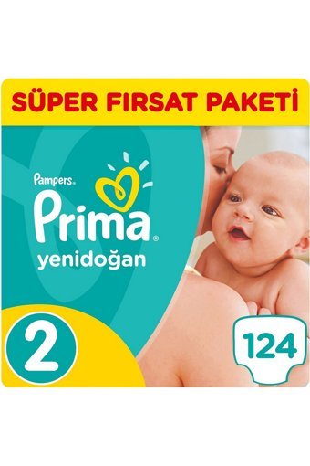 Prima Aktif Bebek 2 Numara Cırtlı Bebek Bezi 124 Adet