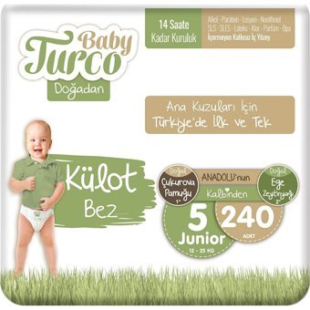 Baby Turco Doğadan 5 Numara Külot Bebek Bezi 240 Adet