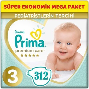 Prima Premium Care 3 Numara Cırtlı Bebek Bezi 312 Adet