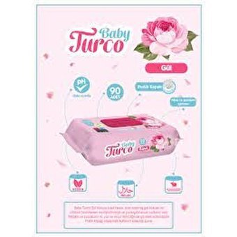 Baby Turco Doğadan XLarge 6 Numara Cırtlı Bebek Bezi 32 Adet + 1 Rose Islak Havlu