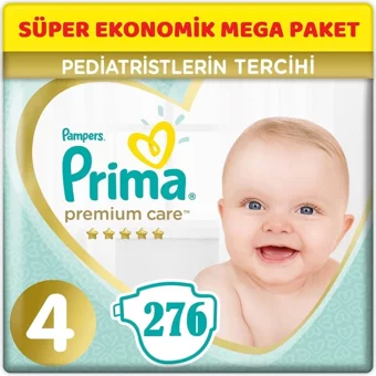 Prima Premium Care 4 Numara Cırtlı Bebek Bezi 276 Adet