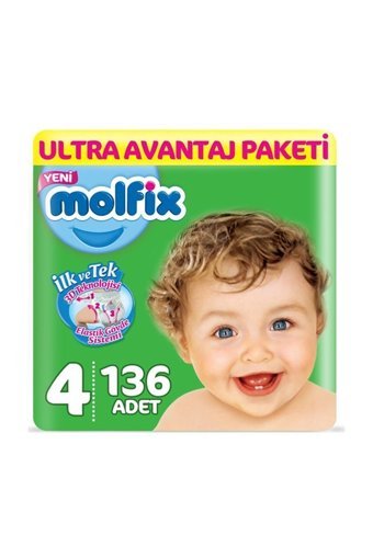 Molfix 3D Maxi 4 Numara Cırtlı Bebek Bezi 136 Adet