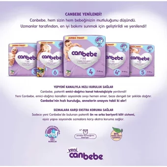 Canbebe Maxi Plus Ekonomik Fırsat 4 + Numara Bantlı Bebek Bezi 100 Adet