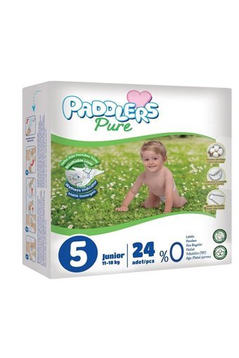 Paddlers Pure 5 Numara Organik Cırtlı Bebek Bezi 24 Adet