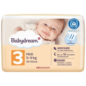 Babydream Midi 3 Numara Cırtlı Bebek Bezi 46 Adet