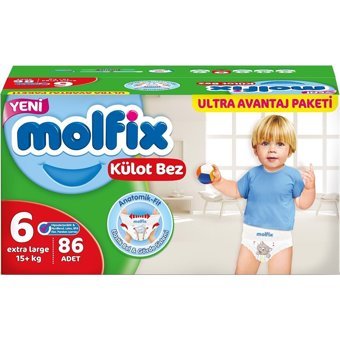 Molfix Extra Large 6 Numara Göbek Oyuntulu Külot Bebek Bezi 3x86 Adet