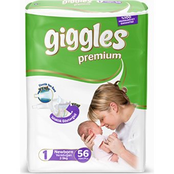 Giggles Premium Yenidoğan Yenidoğan Cırtlı Bebek Bezi 56 Adet