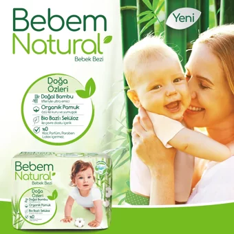 Bebem Natural Doğa Özleri 6 Numara Organik Cırtlı Bebek Bezi 20 Adet