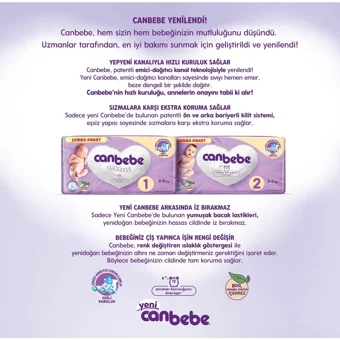 Canbebe Jumbo Paket Yenidoğan 1 Numara Bantlı Bebek Bezi 8x40 Adet