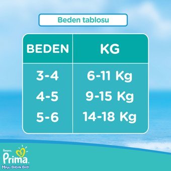 Prima Midi 3-4 Numara Mayo Bebek Bezi 12 Adet