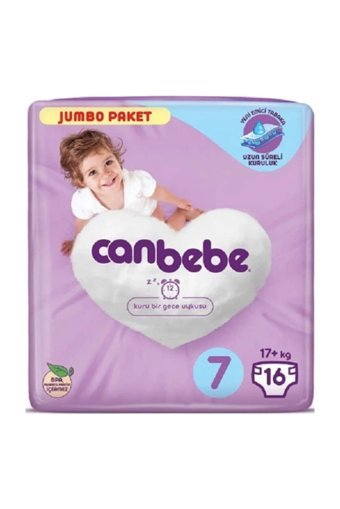 Canbebe Jumbo 7 Numara Bantlı Bebek Bezi 4x16 Adet