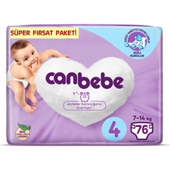 Canbebe 4 Numara Bantlı Bebek Bezi 2x76 Adet