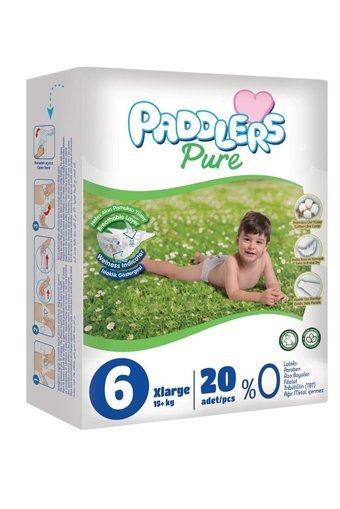 Paddlers Pure 6 Numara Organik Cırtlı Bebek Bezi 20 Adet
