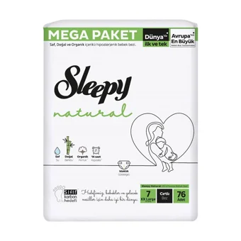 Sleepy XXLarge Mega Paket 7 Numara Organik Cırtlı Bebek Bezi