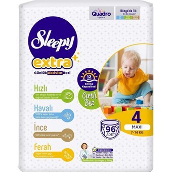 Sleepy Extra 4 Numara Organik Cırtlı Bebek Bezi 6x96 Adet