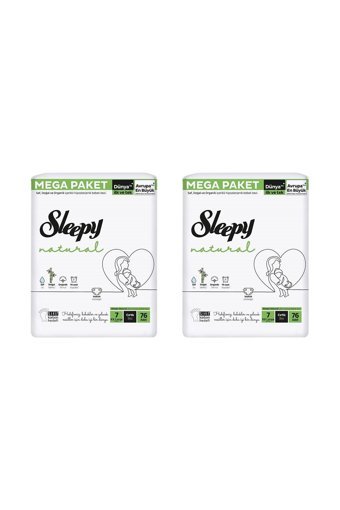 Sleepy Natural Mega Paket 7 Numara Organik Cırtlı Bebek Bezi 2x76v