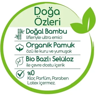 Bebem Natural Doğa Özleri 2 Numara Organik Cırtlı Bebek Bezi 420 Adet