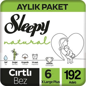 Sleepy Aylık Paket 6 Numara Organik Cırtlı Bebek Bezi 3x63 Adet