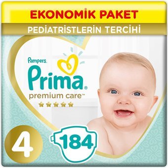 Prima Premium Care 4 Numara Cırtlı Bebek Bezi 4x46 Adet