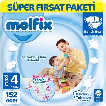 Molfix Maxi 4 Numara Cırtlı Bebek Bezi 2x76 Adet