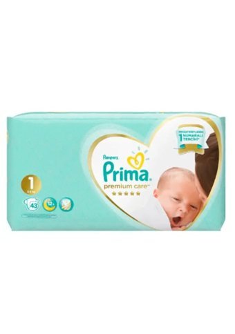 Prima Premium Care Yenidoğan 1 Numara Göbek Oyuntulu Cırtlı Bebek Bezi 43 Adet
