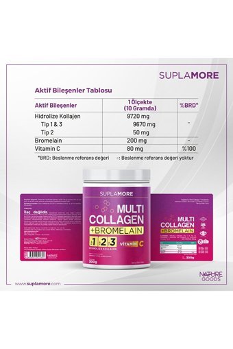 Suplamore Multi Collagen-Bromelain Toz Kolajen 2x300 gr