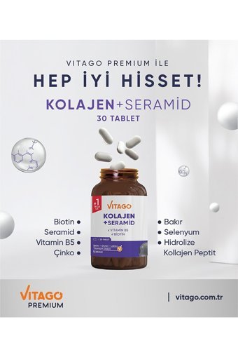 Vitago Collagen, Seramid Tablet Kolajen 30 Tablet