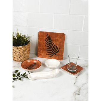 Byz Home Pine Kare Desenli 26 Parça 6 Kişilik Stoneware Kahvaltı Takımı Çok Renkli